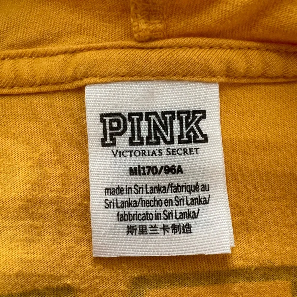 Victoria's Secret Pink Hoodie Varsity Tee Shirt in Golden SZ M | Yellow VS Pink - Picture 4 of 12